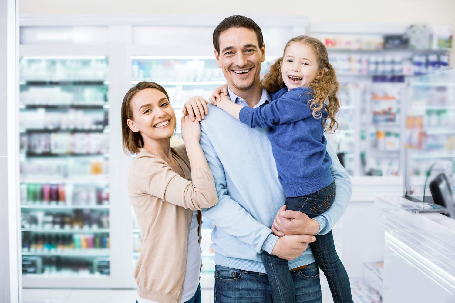 A family at the pharmacy